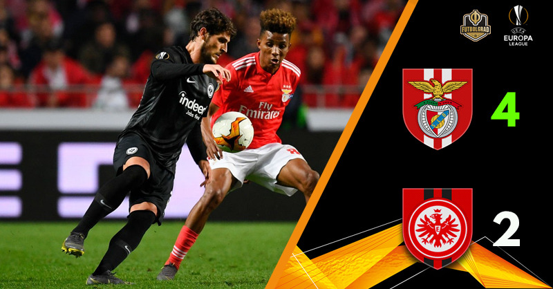 Benfica with the advantage after beating ten-man Eintracht Frankfurt