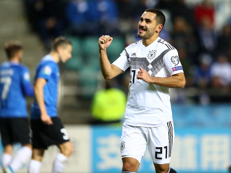 Estonia v Germany - Ilkay Gündogan of Germany celebrates scoring his team's second goal during the UEFA Euro 2020 qualifier between Estonia and Germany on October 13, 2019 in Tallinn, Estonia. (Photo by Martin Rose/Bongarts/Getty Images)